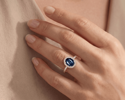Teal Parti Sapphire Halo Ring - Ramzi & Co.®